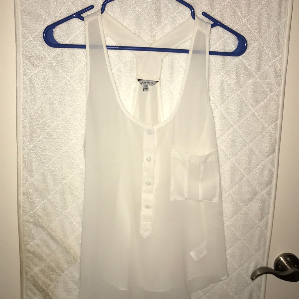 Naked Zebra sheer white tank